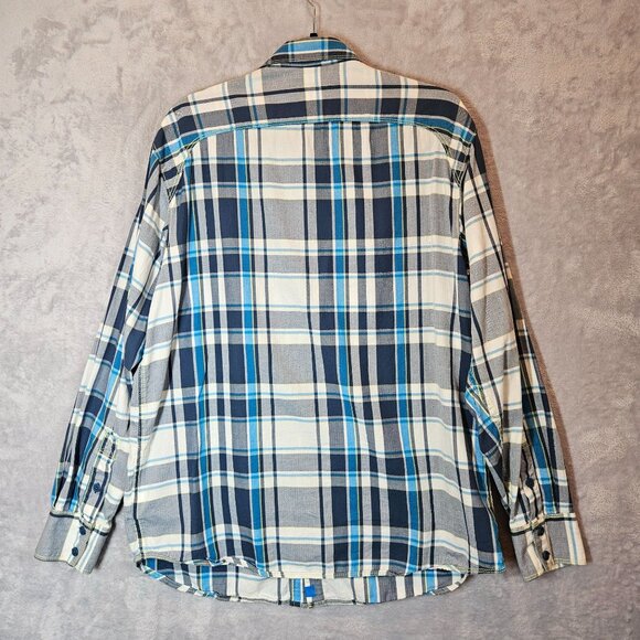 Columbia Mens Blue Plaid Button-Up Shirt L 100% Cotton Casual Long Sleeve Outdoo - Picture 2 of 11